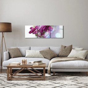 Obraz - kytice tulipánov (s hodinami) (90x30 cm)