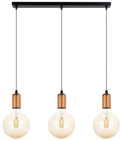 Luster na lanku MIROS 3xE27/60W/230V čierna/medená