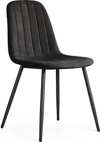 Jedálenská stolička LUMO zamatová, čierna / čierne nohy