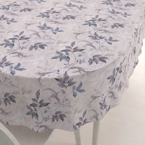 Biante Dekoračný oválny obrus PML-053 Popínavé lístky na béžovom 120x140 cm