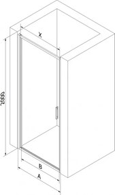 Mexen Exo, výklopné sprchové dvere 90 cm, číre sklo, zlatá, 817-090-000-50-00