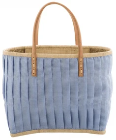 rice Nákupná taška z rafie Check Turquoise Medium