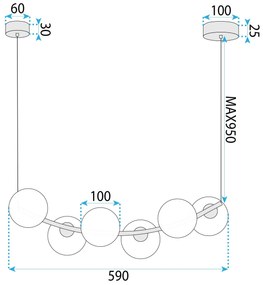 Toolight Toolight, stropné svietidlo 6xG9, G133-6CP, zlatá, OSW-02607