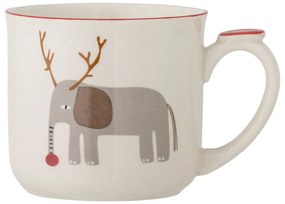 Krémový hrnček s vianočným motívom so sitkom z kameniny 300 ml Valentin – Bloomingville