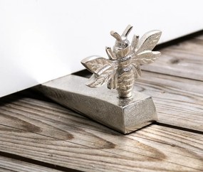 Strieborná kovová zarážka do dverí so včielkou - 14*9*8cm