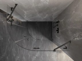 Mexen Lunar, pravý polkruhový sprchový kút 90 x 70 cm, 8mm číre sklo, grafitový profil, 833-090P-070L-95-00