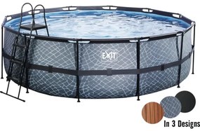 Nadzemný bazén rámový EXIT Stone Pool ø450 x 122 cm design kameň s pieskovou filtráciou a rebríkom