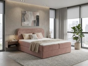 Čalúnená posteľ boxspring FORENA 140x200 cm staroružová Matrac: Bonell pružinová matrac