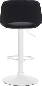 Barová stolička Camden - zamat, biely rám - Čierna