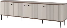 TV stolík Vespera 4D 187 cm - kašmírová / orech / čierne nožičky
