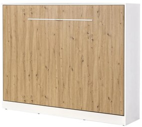 Sklápacia posteľ 140 Perfecto II (biela + dub + biela) (horizontálna) (bez osvetlenia). Akcia -20%. Vlastná spoľahlivá doprava až k Vám domov. 1128903