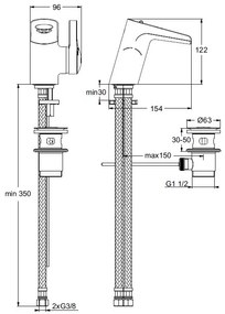 Ideal Standard Melange umývadlová batéria s vodopádovým prúdom s výpusťou B8630AA