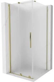 Mexen Velar, sprchový kút s posuvnými dverami 120 x 120 cm, 8mm sklo námraza, zlatá lesklá, 871-120-120-31-50