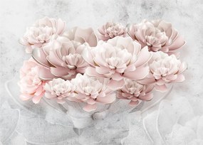 Obraz - Ružové kvety na stene (70x50 cm)
