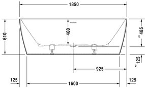 Duravit DuraSquare - Vaňa do priestoru 1850x850 mm s panelom a podstavcom, biela 700430000000000