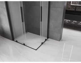 Mexen Velar Duo, sprchový kút s posuvnými dverami 90 x 80 cm, 8mm sklo námraza, čierna matná, 871-090-080-32-70