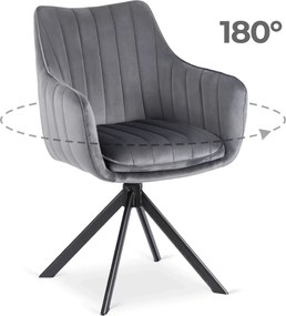 Otočná jedálenská stolička MUMBAI sivá