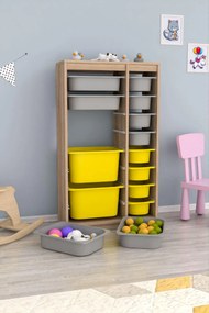 Organizér na hračky Dremonka 6 (dub sonoma + sivá + žltá). Akcia -22%. Vlastná spoľahlivá doprava až k Vám domov. 1124298