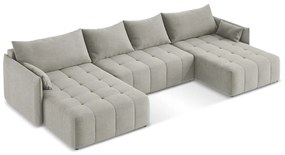 Svetlosivá rozkladacia/s úložným priestorom rohová pohovka (do tvaru "U") Moku – Makamii