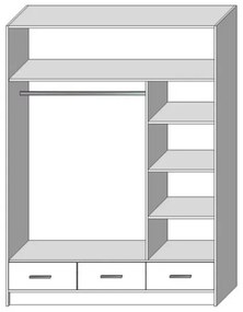 Šatní skriňa so zrkadlom SANNA 150x215 cm dub craft
