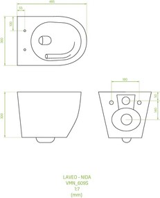 Laveo Nida Cycleon 2.0, závesná WC misa s toaletným sedadlom z duroplastu, Vortex splachovanie, biela lesklá, LAV-VMN_609S
