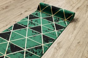 Behúň EMERALD exkluzívny 1020 glamour, marmur, trojuholníky zelený/zlatý
