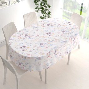 Biante Bavlnený oválny obrus Sandra SA-290 Farebné lučne kvety na bielom 100x140 cm