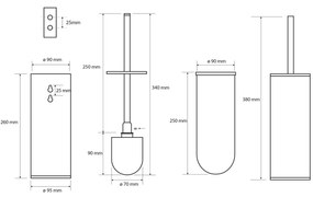 SAPHO XS300 X-Steel WC kefa čierna nástenná / na postavenie, brúsená nehrdz. oceľ