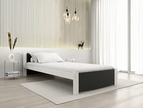 Posteľ IKAROS 90 x 200 cm, antracit/biela Rošt: S lamelovým roštom, Matrac: Matrac DELUXE 10 cm
