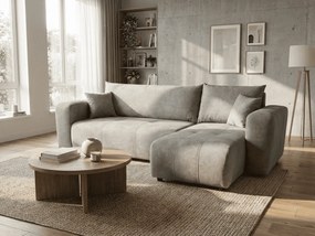 Svetlosivá rozkladacia rohová pohovka SORELA, obojstranná + 2 vankúšiky zdarma