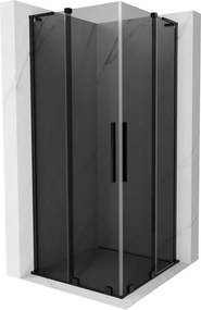 Mexen Velar L Duo, sprchový kút s posuvnými dverami 90 x 90 cm, 8mm šedé sklo, čierna matná, 871-090-090-02-43-70