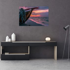 Obraz loďky na brehu (90x60 cm)
