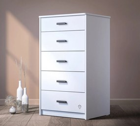 Vysoká zásuvková komoda Pure - biela