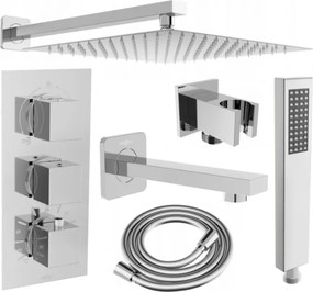 Mexen Cube DR02 podomietkový vaňový a sprchový set s hlavovou sprchou 25x25 cm (7v1), chrómová, 77503DR0225-00