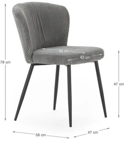 Sivé menčestrové jedálenské stoličky v súprave 4 ks Megan – Marckeric