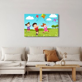 Obraz - Deti púšťajú draka (90x60 cm)
