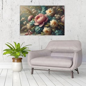 Obraz - Zátišie s kvetmi - maľba (90x60 cm)