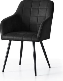 Sada štyroch jedálenských stoličiek LUXANO zamatové, čierne / čierne nohy (4 ks)
