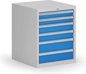 Závesný dielenský box k stolu G8, 6 zásuviek, 560 x 600 x 700 mm, modrá
