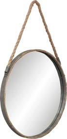 Okrúhle kovové zrkadlo s povrazom - Ø 47 * 3cm