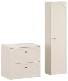 Kúpeľňová zostava s doskou a skrinkami Donna 60 cm piesková