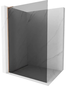 Mexen Kioto L, sprchová zástena Walk-In 90 x 200 cm, 8mm šedé sklo, medený matný profil, 800-090-103-65-40