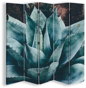 Ozdobný paraván Kaktusy Sukulenty Květiny - 180x170 cm, päťdielny, obojstranný paraván 360°