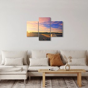 Obraz žltého auta v poli (90x60 cm)