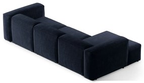 Tmavomodrá menčestrová rohová pohovka (ľavý roh/s leňoškou) Bergano – Cosmopolitan Design