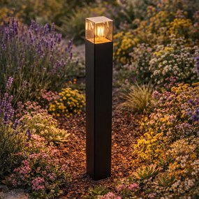 Stojaca vonkajšia lampa čierna 70 cm IP44 s dymovým sklom - Denmark