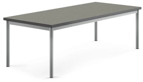 Stôl SONITUS, 1600x700x500 mm, linoleum - tmavošedá, strieborná