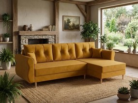 Rozkladacia obojstranná sedacia súprava do L SILVIANO 230x140 cm, horčicová