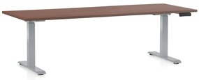 Výškovo nastaviteľný stôl OfficeTech D, 200 x 80 cm, sivá podnož, orech