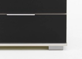 Nočný stolík Easy Plus, biely/čierne sklo